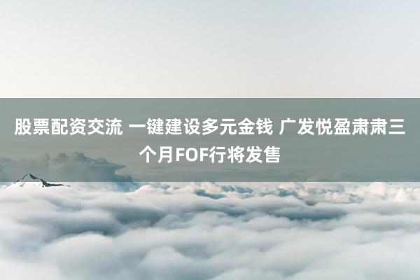 股票配资交流 一键建设多元金钱 广发悦盈肃肃三个月FOF行将发售