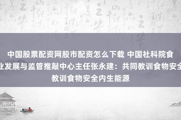 中国股票配资网股市配资怎么下载 中国社科院食物药品产业发展与监管推敲中心主任张永建：共同教训食物安全内生能源